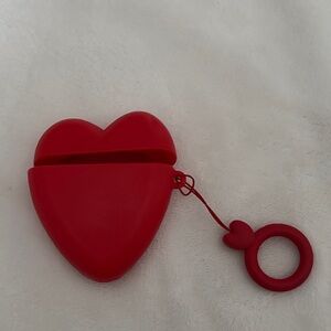 Red Heart-Shaped Silicone AirPods Case